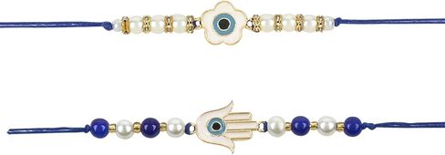 I Jewels Rakshabandhan Enamel Evil Eye Rakhi Combo Set With Roli Chawal For Bhaiya/Brother/Bro/Men (R125-126) in Saudi Arabia