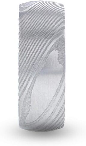 فرقة الزفاف الخاصة بالرجال في إيرفين دامشق الصلب مقببة بالفرشاة بتصميم محفور حي - 6 مم - 8 مم in Kuwait