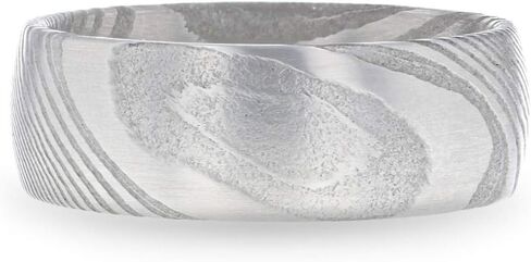 فرقة الزفاف الخاصة بالرجال في إيرفين دامشق الصلب مقببة بالفرشاة بتصميم محفور حي - 6 مم - 8 مم in Kuwait