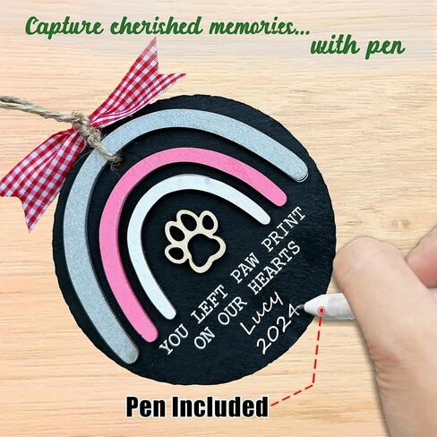 4" Stone Pet Memorial Ornament, Paw Print Dog Memorial Ornament, Remembrance Sympathy Gift for Loss of Dog, Cat, Christmas Cat Bereavement Keepsake, Garden Decoration Gift for Pet Lover PO227 in Kuwait