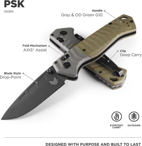 Benchmade - PSK مع ألياف الكربون ومقبض G10 أسود (593BK-01) in Saudi Arabia