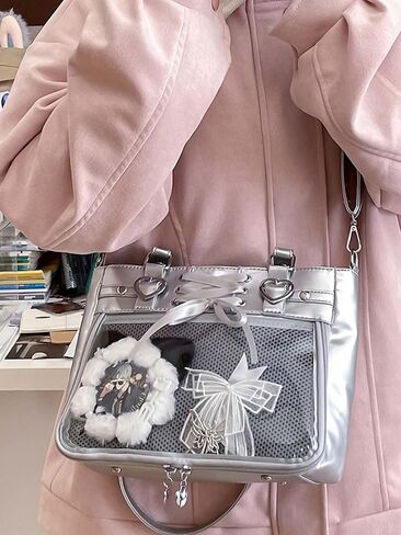 Versatile Large Capacity Women's Shoulder Bag Anime Silk Ribbon Pin Display Bag in Saudi Arabia