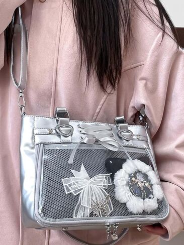 Versatile Large Capacity Women's Shoulder Bag Anime Silk Ribbon Pin Display Bag in Saudi Arabia