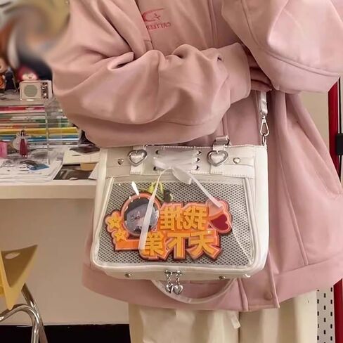Versatile Large Capacity Women's Shoulder Bag Anime Silk Ribbon Pin Display Bag in Saudi Arabia