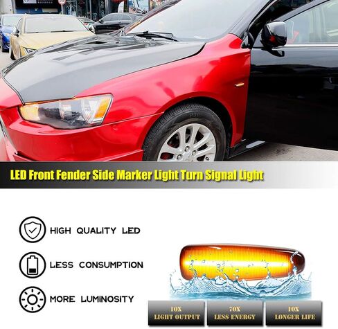 GTIntheBox Clear عدسة متسلسلة أبيض LED الجانبي مصابيح إشارة انعطاف مصابيح الإشارة ل Mitsubishi Lancer Evo X Mirage G4 Outlander Sport in Saudi Arabia
