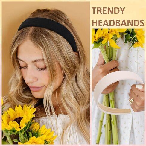 Headbands for Women Trendy Non Slip Headband for Girls Long Short Hair, Cute Ribbed Women Headbands Elastic Hair Bands Fashion Hard Head Band Accessories 1 Inch in Kuwait