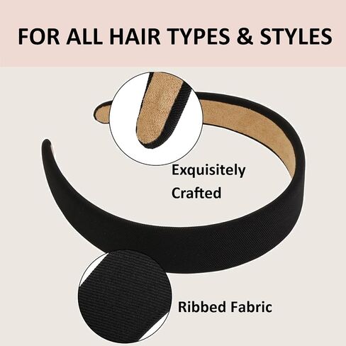 Headbands for Women Trendy Non Slip Headband for Girls Long Short Hair, Cute Ribbed Women Headbands Elastic Hair Bands Fashion Hard Head Band Accessories 1 Inch in Kuwait