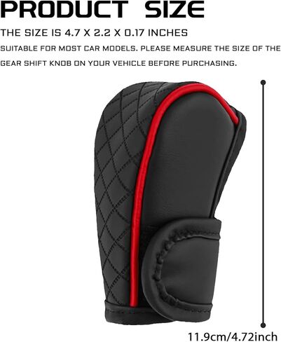 Leather Gear Shift Cover, Anti-Slip Car Gear Shift Knob Cover, Stick Shift Protector Cover for Cars, Trucks, SUVs, Automotive Decorative Accessories for Shifter Lever Protections (Red) in Kuwait