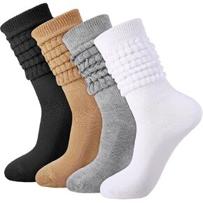 jspupifip 4 أزواج من الجوارب للنساء ، رجعية رجعية ناعمة رياضية Scrunch Calf Calf Sock للجري ، التمرين ، الرقص in Kuwait