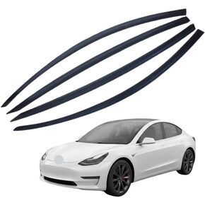 Fit for Tesla Model 3 2019 2020 2021 2022 2023 2024 ZH Ultra-Sleek Carbon Fiber Window Rain Guards Side Window Sun Rain Deflector Visor Ultra-Thickened…… in Saudi Arabia