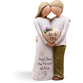 هدايا زفاف الذكرى السنوية للزوجين - إشراك زواج أعياد عيد ميلاد الأفكار لزوج الزوج ، والراتنج المرسومة باليد السيد والسيدة تمثال ، هدية رومانسية للزوجين (وردي) in Kuwait