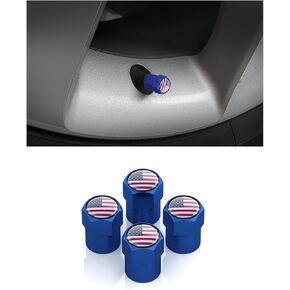 4PCS Ameican Flag Car Tire Valve Stem Cap, Hexagon Shape Vehicle Stem Covers with O Rubber Seal, Aluminum Alloy Patriotic Auto Air Dust Protection Accessories, Universal Fit (Blue) in Saudi Arabia