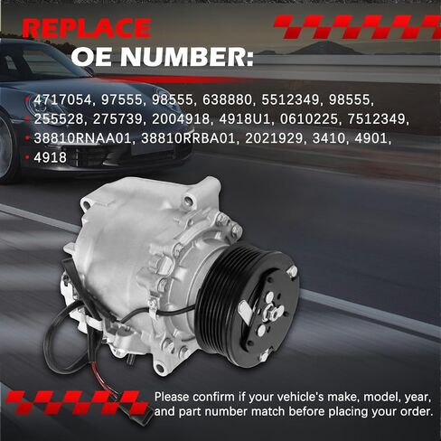 AC Compressor Fit for Honda Civic 1.8L 2006 2007 2008 2009 2010 2011, Air Condition Compressor with Clutch Replacement for 4717054, 97555, 98555, 638880 in Saudi Arabia