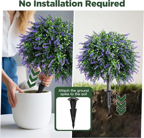 Artificial Boxwood Topiary Ball Tree 2 Pack, UV Resistant Artificial Shrub Bushes with Ground Spike, Fake Evergreen Artificial Plant Bushes for Front Porch, Garden, Indoor, Outdoor Planters in Kuwait