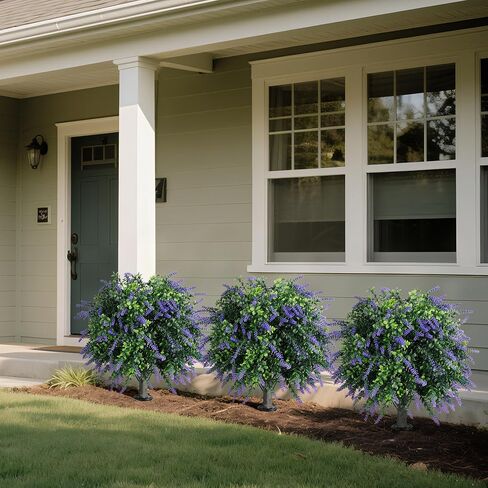 Artificial Boxwood Topiary Ball Tree 2 Pack, UV Resistant Artificial Shrub Bushes with Ground Spike, Fake Evergreen Artificial Plant Bushes for Front Porch, Garden, Indoor, Outdoor Planters in Kuwait
