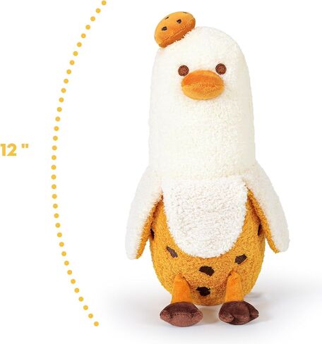 PEACH CAT Love Banana Duck Plush Pillow with Rose Cute Plushies Toy Romantic Stuffed Animals Sweet Gifts for Girlfriend Kids Black 19.7" in Kuwait