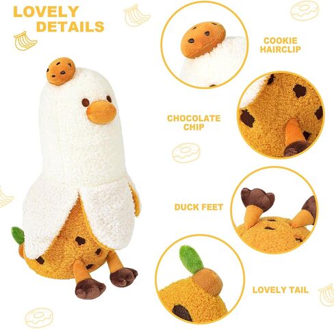 PEACH CAT Love Banana Duck Plush Pillow with Rose Cute Plushies Toy Romantic Stuffed Animals Sweet Gifts for Girlfriend Kids Black 19.7" in Kuwait