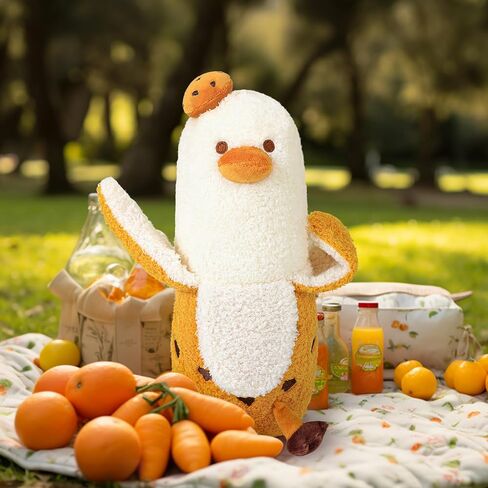 PEACH CAT Love Banana Duck Plush Pillow with Rose Cute Plushies Toy Romantic Stuffed Animals Sweet Gifts for Girlfriend Kids Black 19.7" in Kuwait