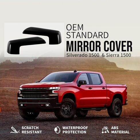غطاء مرآة ABS Chrome لعام 2019 2020 2021 2022 2023 2024 2025 Chevy Silverado 1500 & GMC Sierra 1500 ، قبعات جانبية للاستبدال الدقيقة (Chrome ، يسار) in Kuwait