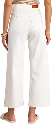 Allimy Womens High Rise Two Button Closure Cropped Jeans Wide Leg Front Slip Pockets Frayed Hem Denim Pant in Kuwait