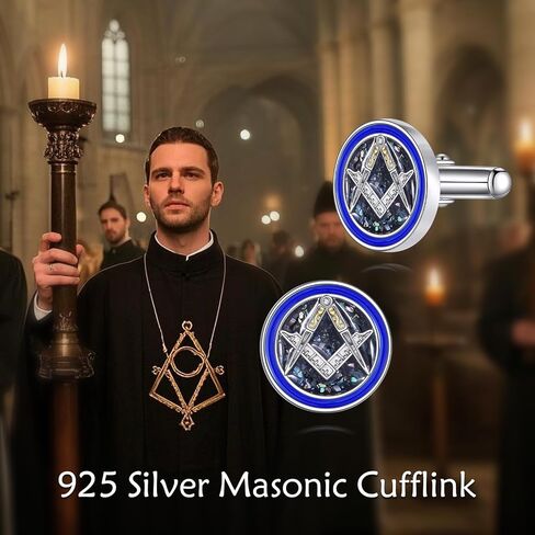 Masonic Cufflink for Men Sterling Silver Sterling Silver Masonic Regalia Jewelry Tuxedo Shirt Executive Groom Father for Men in Saudi Arabia