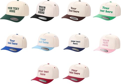 Customizable Snapback Baseball Cap, Two-Tone Hat, Personalized Embroidered Headwear, Pink Baseball Cap, Trendy Embroidery Hat in Saudi Arabia