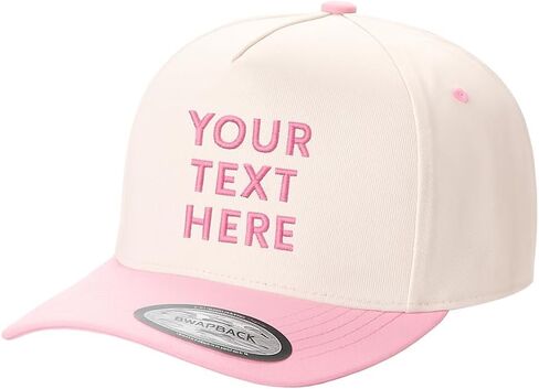 Customizable Snapback Baseball Cap, Two-Tone Hat, Personalized Embroidered Headwear, Pink Baseball Cap, Trendy Embroidery Hat in Saudi Arabia