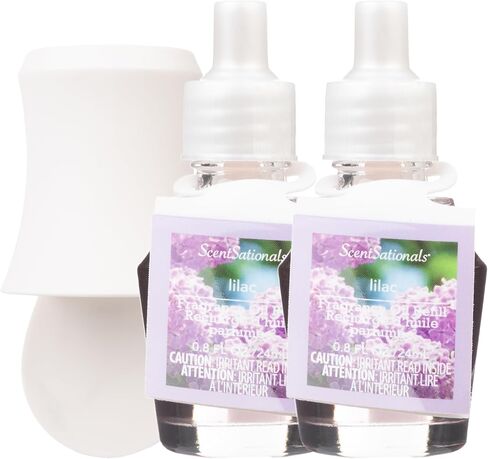 Scentsationals Plug in Air Freshener Starter Set – Swivel Plug Fragrance Oil Diffusers & 2 Long Lasting Scent Refills - Lilac Blossoms Scent in Saudi Arabia