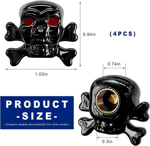 4 PCS Skull على غرار صمام الإطارات جذع ، أغطية صمام العجلة المقاومة للغبار مع حلقة O المطاطية ، أغطية إطارات النحاس المضادة للنحاس للسيارات سيارات الدراجات النارية (Silver) in Saudi Arabia