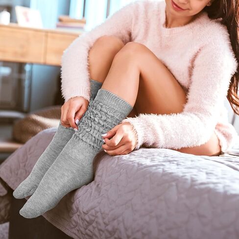 Jspupifip 4 Pairs Slouch Socks for Women, Retro Soft Breathable Athletic Scrunch Calf Ankle Sock for Running, Workout, Dance in Saudi Arabia
