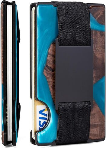 Minimalist Wallet for Men,Slim RFID Blocking Wallet,Durable Expandable Compact Plate, Matel Credit Card Holder,Cash Strap/Money Clip (Matte Carbon Fiber) in Saudi Arabia