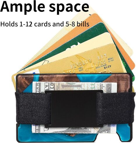 Minimalist Wallet for Men,Slim RFID Blocking Wallet,Durable Expandable Compact Plate, Matel Credit Card Holder,Cash Strap/Money Clip (Matte Carbon Fiber) in Saudi Arabia