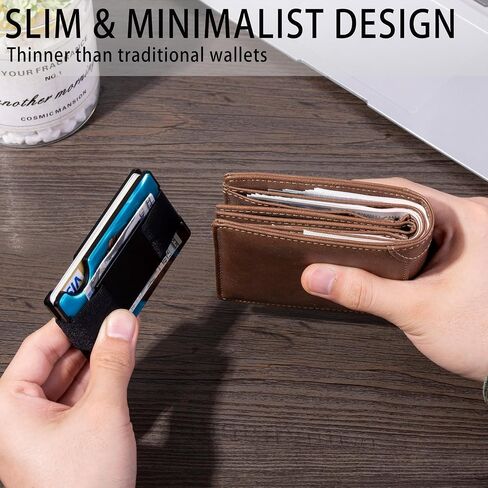 Minimalist Wallet for Men,Slim RFID Blocking Wallet,Durable Expandable Compact Plate, Matel Credit Card Holder,Cash Strap/Money Clip (Matte Carbon Fiber) in Saudi Arabia