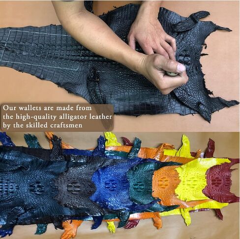 Orange Alligator Hornback Leather Bifold Wallet Double Side RFID Blocking Front Pocket Security Crocodile Exotic Leather Luxury Wallet With Flip-out ID Window Classic Handmade Gift For Men VINAM-104 in Saudi Arabia