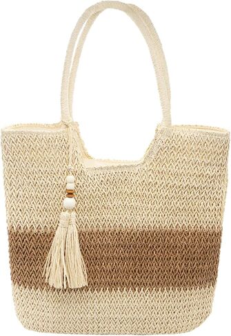 Long Keeper Beach Bags for Women Summer Straw Bag with Zipper Woven Shoulder Handbag Beach Tote Bags for Travel Vacation in Saudi Arabia