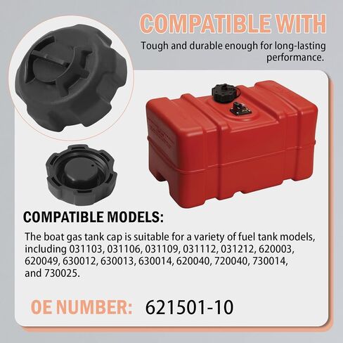 Manual Vent Gas Cap Compatible with Old Style Portable Boat Gas Tank 621501-10 Gas Tank Cap, Black in Saudi Arabia
