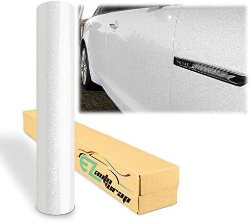 Sample White Premium High Gloss Glitter Sparkle Metallic Car Vinyl Wrap Sticker Decal Film Sheet Bubble Free Air Release Technology - 4"X8" (10cm x 20cm) Sample in Saudi Arabia