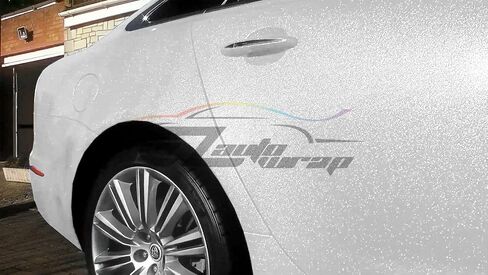 Sample White Premium High Gloss Glitter Sparkle Metallic Car Vinyl Wrap Sticker Decal Film Sheet Bubble Free Air Release Technology - 4"X8" (10cm x 20cm) Sample in Saudi Arabia