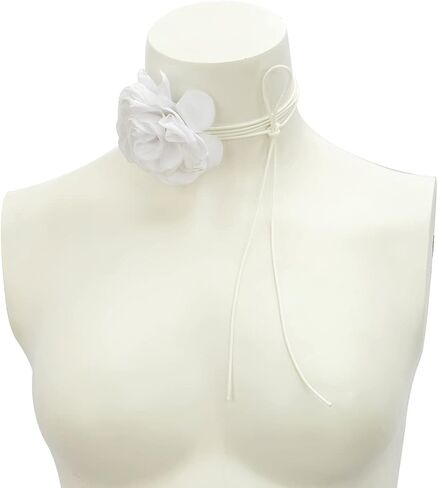 Flower Choker Necklace for Women Adjustable Mountain Camellia Flower Necklace Rose Choker Handmade Lace up Design Velvet Floral Choker Elegant Summer Necklaces for Wedding Party Holiday in Kuwait