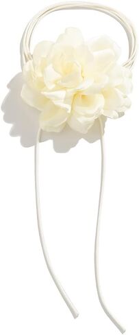 Flower Choker Necklace for Women Adjustable Mountain Camellia Flower Necklace Rose Choker Handmade Lace up Design Velvet Floral Choker Elegant Summer Necklaces for Wedding Party Holiday in Kuwait