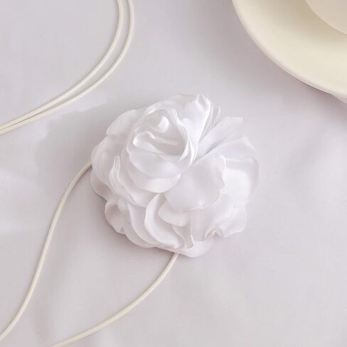 Flower Choker Necklace for Women Adjustable Mountain Camellia Flower Necklace Rose Choker Handmade Lace up Design Velvet Floral Choker Elegant Summer Necklaces for Wedding Party Holiday in Kuwait