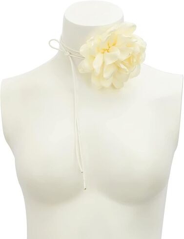 Flower Choker Necklace for Women Adjustable Mountain Camellia Flower Necklace Rose Choker Handmade Lace up Design Velvet Floral Choker Elegant Summer Necklaces for Wedding Party Holiday in Kuwait
