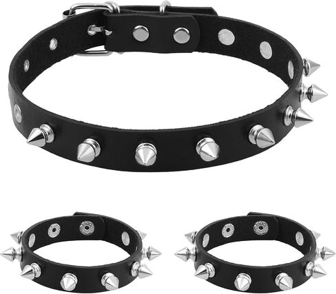 3 Pieces Leather Choker Collar and Bracelets Combo Punk Rock Gothic Jewelry Set, Punk Accessories, Emo Costume Accessories for 80s and 90s Vintage Women Men in Saudi Arabia