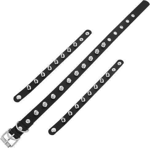 3 Pieces Leather Choker Collar and Bracelets Combo Punk Rock Gothic Jewelry Set, Punk Accessories, Emo Costume Accessories for 80s and 90s Vintage Women Men in Saudi Arabia