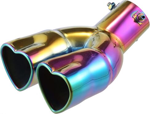 X AUTOHAUX 63mm 2.5" Inlet Curved Type Heart Shape Universal Exhaust Pipe Muffler Tip Tailpipe Bolt-On for Car Truck 8.7" Length Stainless Steel Multicolor in Saudi Arabia