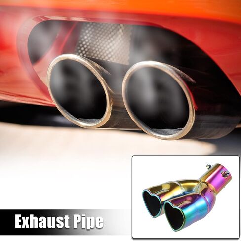 X AUTOHAUX 63mm 2.5" Inlet Curved Type Heart Shape Universal Exhaust Pipe Muffler Tip Tailpipe Bolt-On for Car Truck 8.7" Length Stainless Steel Multicolor in Saudi Arabia