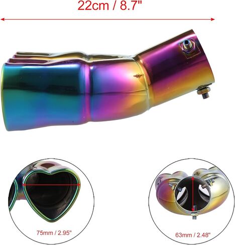 X AUTOHAUX 63mm 2.5" Inlet Curved Type Heart Shape Universal Exhaust Pipe Muffler Tip Tailpipe Bolt-On for Car Truck 8.7" Length Stainless Steel Multicolor in Saudi Arabia