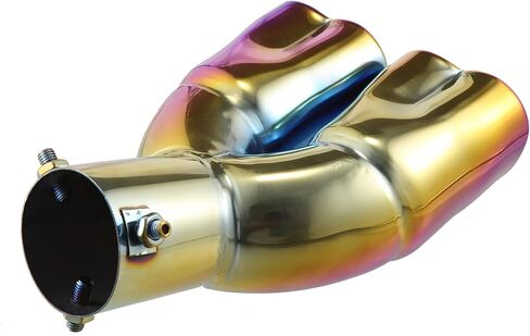 X AUTOHAUX 63mm 2.5" Inlet Curved Type Heart Shape Universal Exhaust Pipe Muffler Tip Tailpipe Bolt-On for Car Truck 8.7" Length Stainless Steel Multicolor in Saudi Arabia