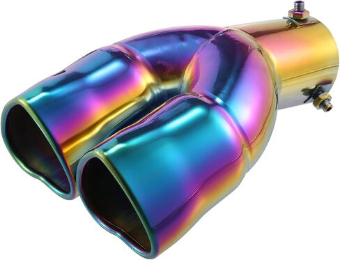 X AUTOHAUX 63mm 2.5" Inlet Curved Type Heart Shape Universal Exhaust Pipe Muffler Tip Tailpipe Bolt-On for Car Truck 8.7" Length Stainless Steel Multicolor in Saudi Arabia