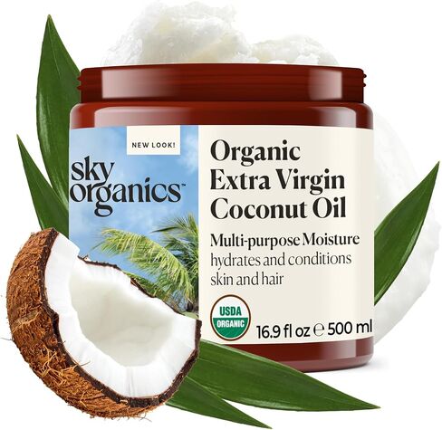 Sky Organics - Organic Coconut Oil & Vitamin E, 16.9 fl oz - Skin & Hair Ultra-Hydrating Oil - Fatty Acids & Antioxidants - Natural, Vegan & Cruelty Free - Skin Care & Hair Care with Exclusive Ebook in Kuwait